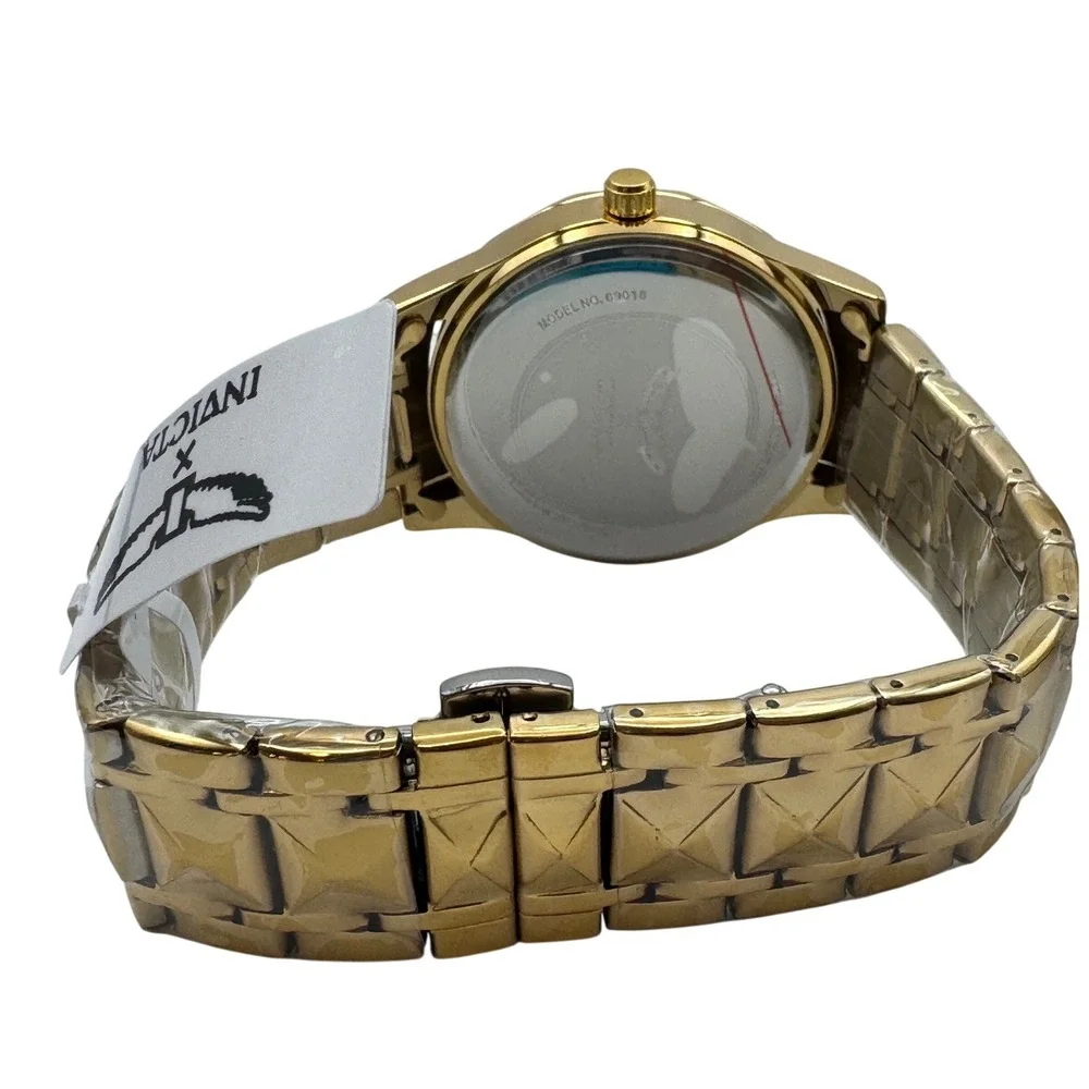 Invicta Specialty I Mens 41mm Gold Tone Quartz Watch Silver Dial 69018